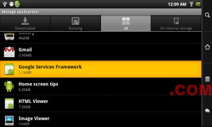 Go to “Google Services Framework” application '