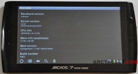 CyanogenMod 7 Android 2.3 (Gingerbread) port for Archos 7HTv2 and Arnova tablets